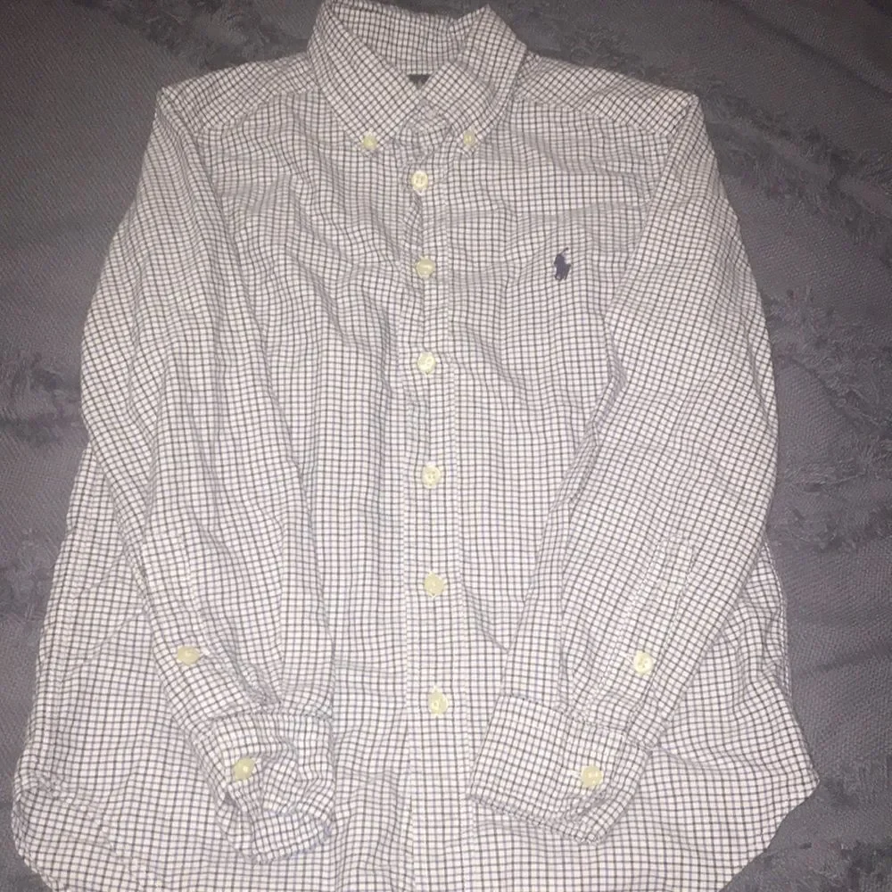 Polo Ralph Lauren Boys Shirt Small 8 Blue White Check Tattersall Button Down
